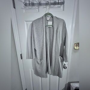 DONNI. Light Gray Open Front Cardigan